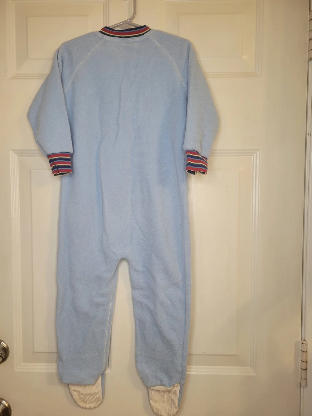 Vintage L.L. Bean Light Blue Fleece Kids One-Piece Zipper Footed Pajamas
